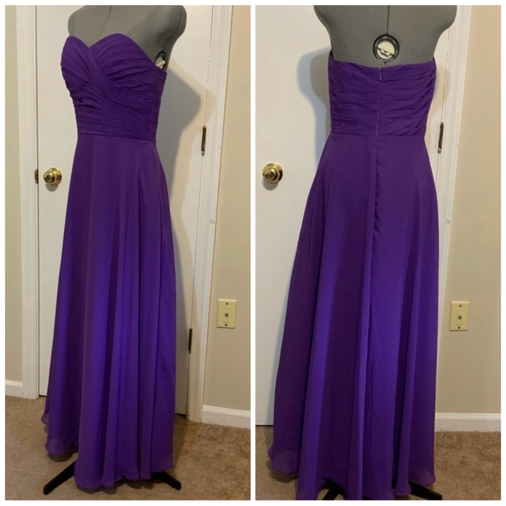 David's Bridal Vibrant Purple Strapless Dress